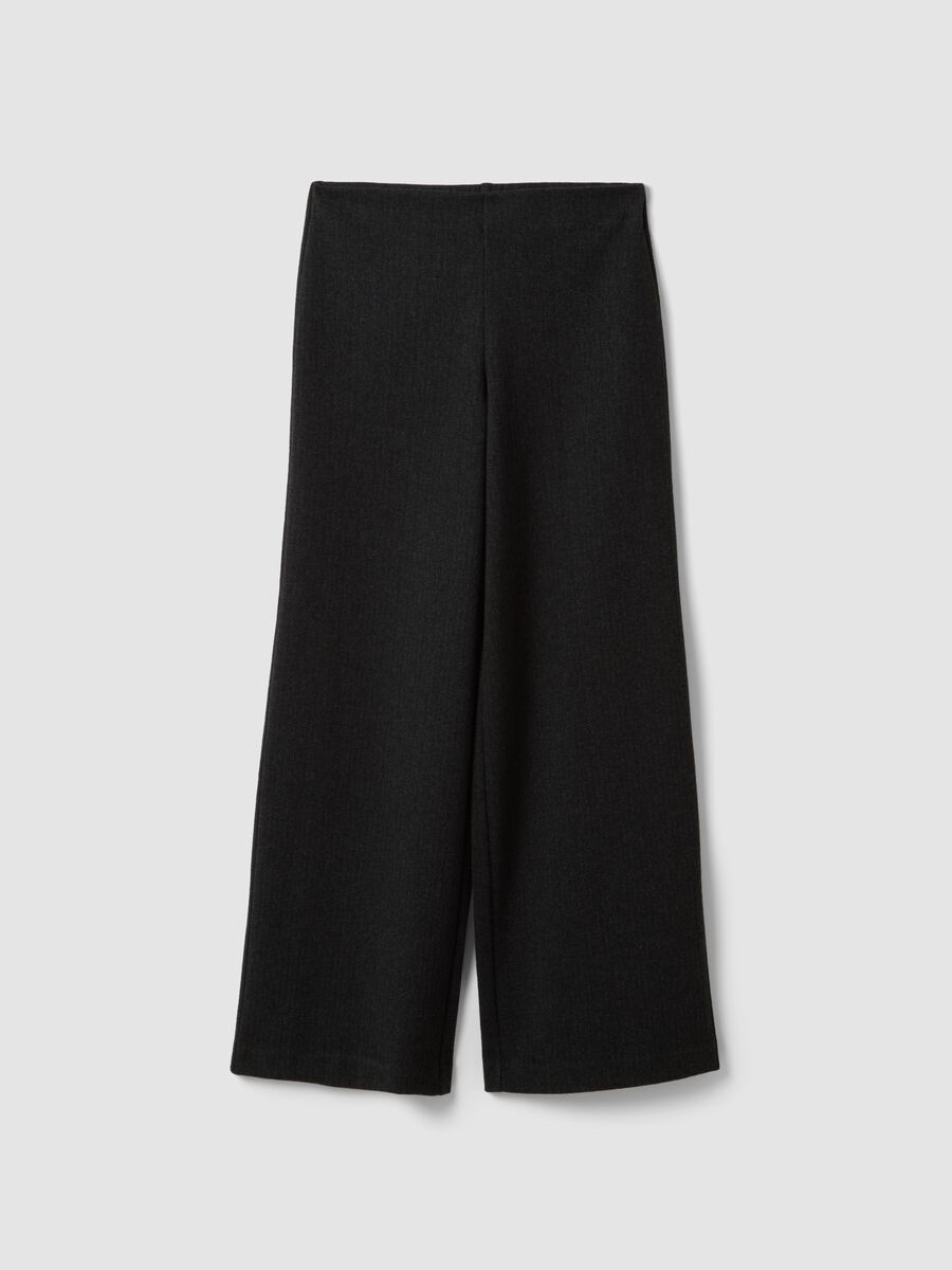 Schwarze Wide-Leg-Hose aus elastischer Viskose_0