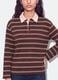 Braunes Polo aus reiner Baumwolle mit Streifen, Langarm, Regular Fit_3