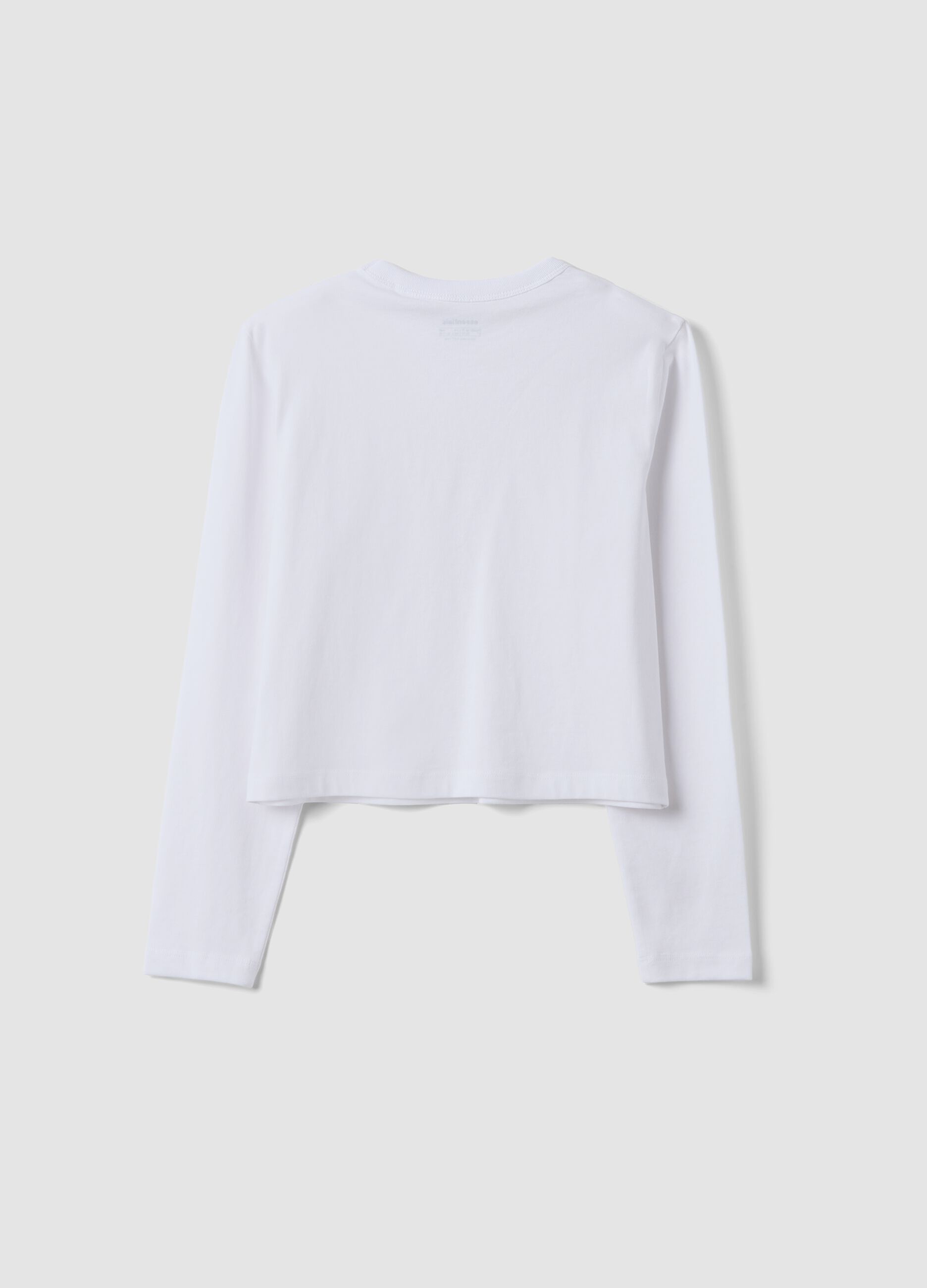 Wei&szlig;es T-Shirt aus reiner Baumwolle mit Rippkragen f&uuml;r M&auml;dchen