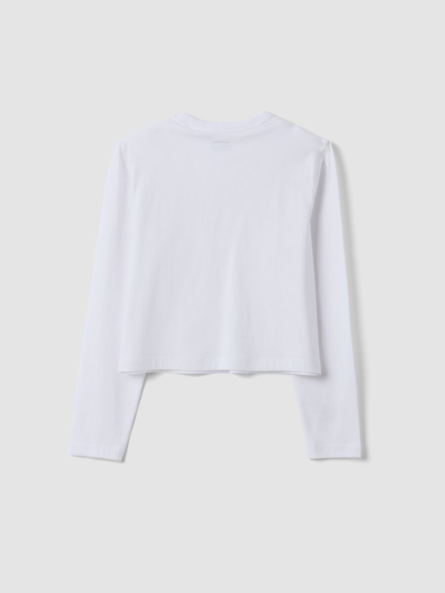 Wei&szlig;es T-Shirt aus reiner Baumwolle mit Rippkragen f&uuml;r M&auml;dchen_1