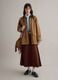 Regular fit brown cotton blend jacket with contrast collar_2