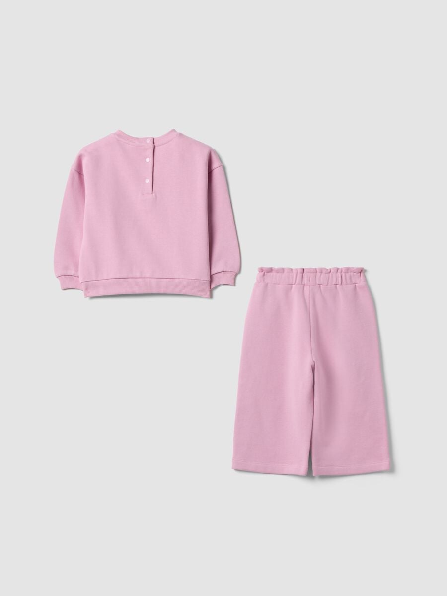 Pink pure cotton tracksuit with Lilo & Stitch embroidery for girls_1