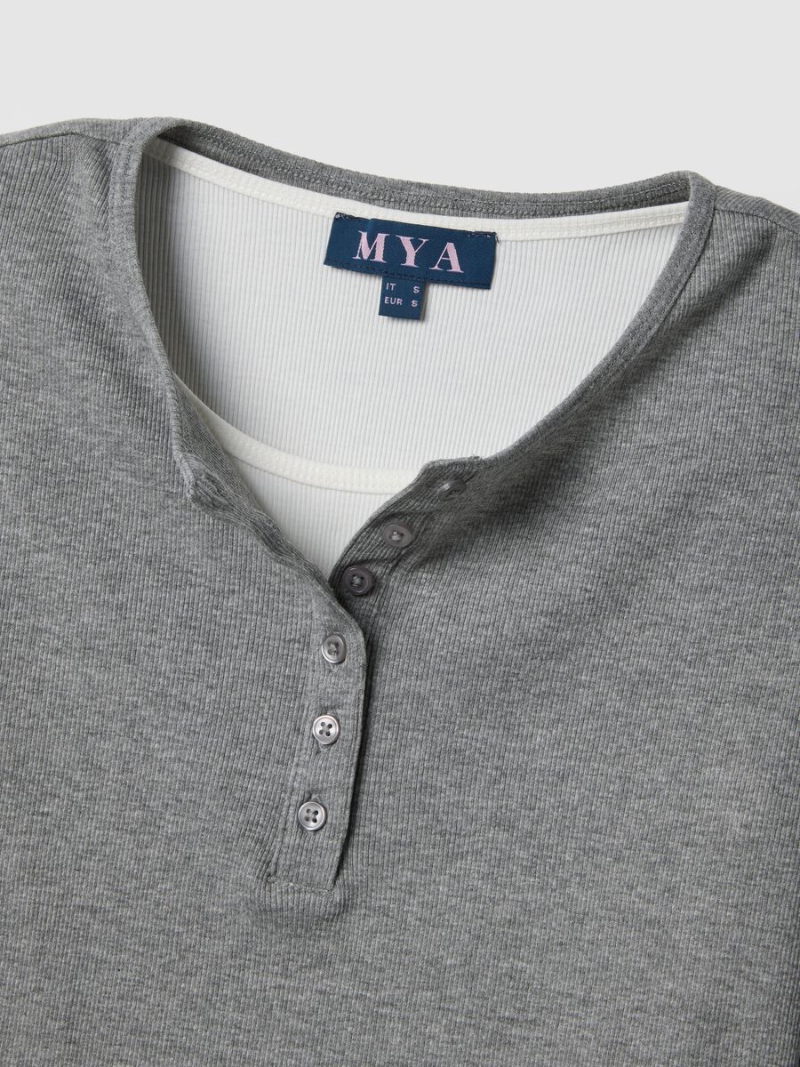 Multicolour pure cotton regular fit jumper with Henley collar_1