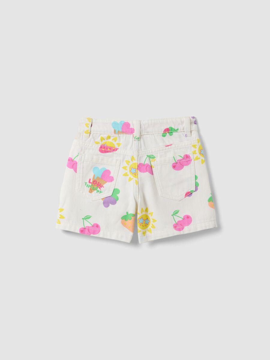 White pure cotton shorts with all-over print_1