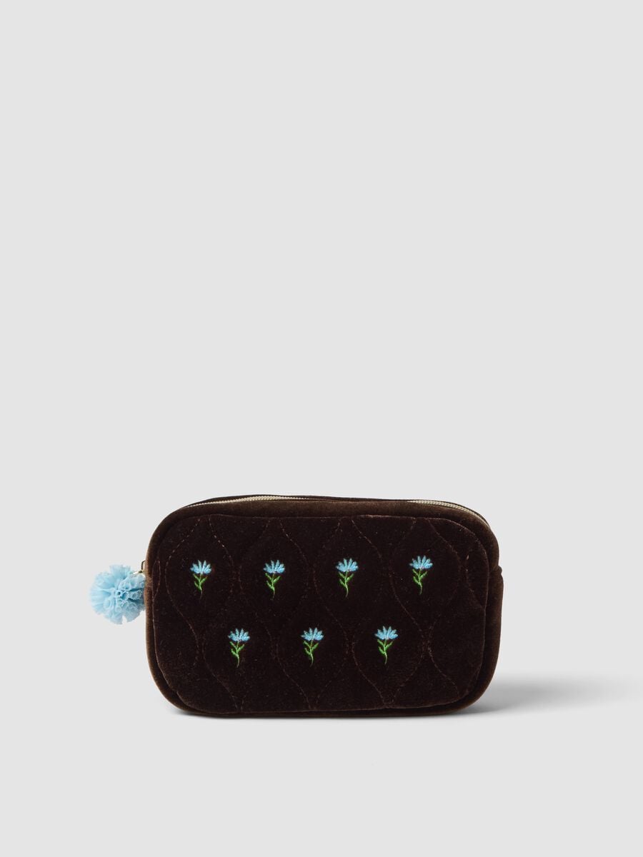 Brown and blue stretch-fabric wash bag_0