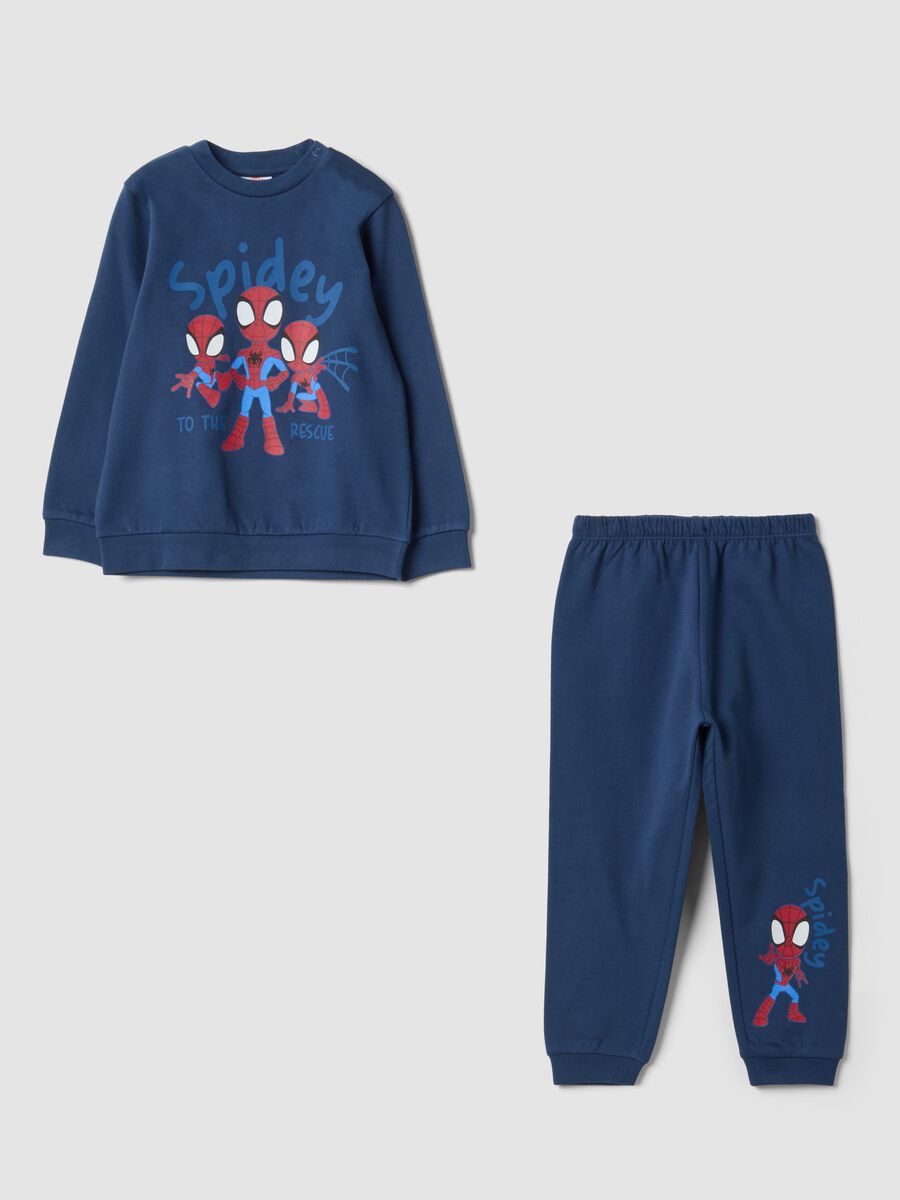 Pigiama blu in puro cotone organico con stampa MARVEL Spider-Man_0