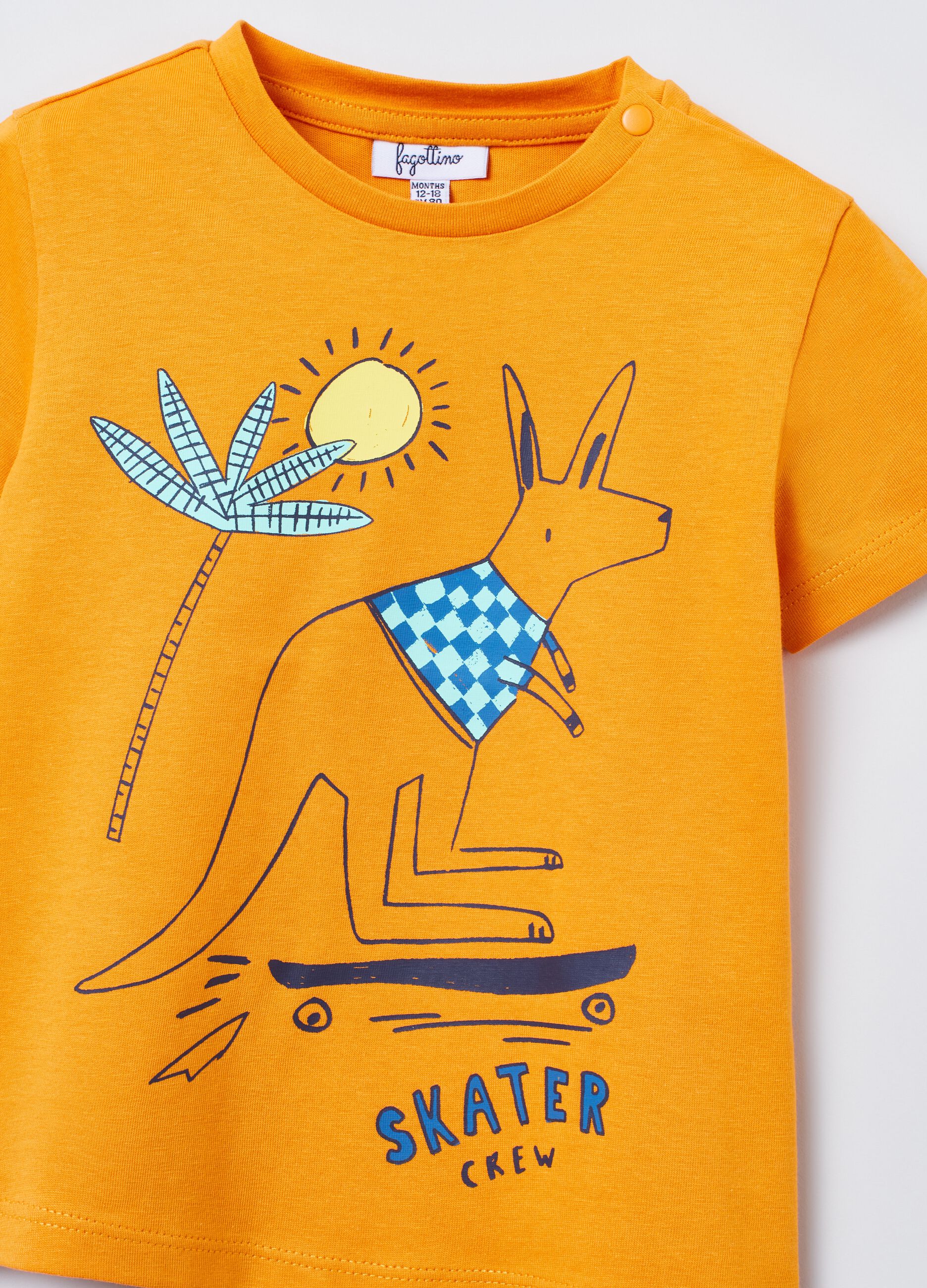 Cotton T-shirt with kangaroo skater print