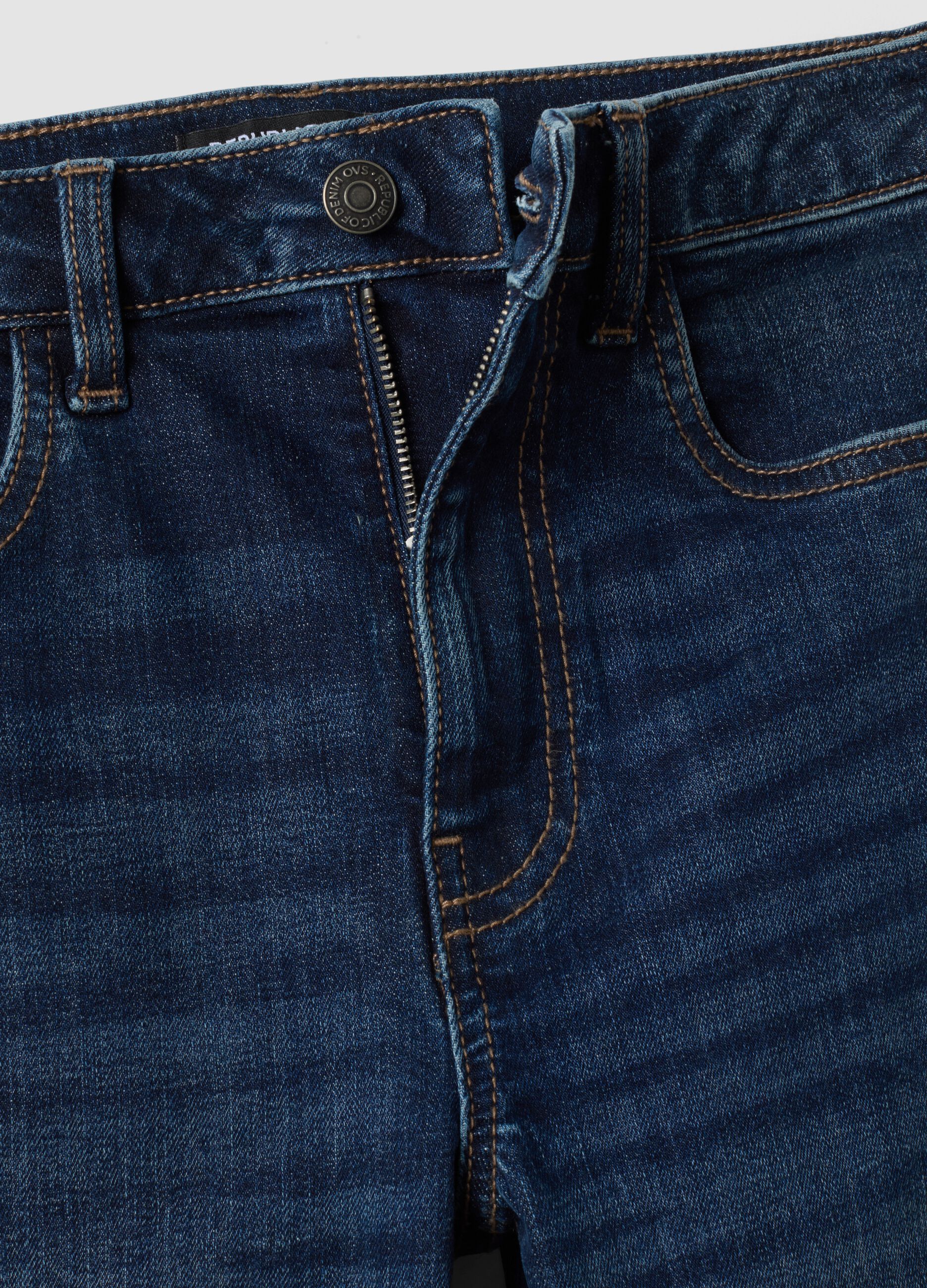 Blue flared stretch-cotton jeans