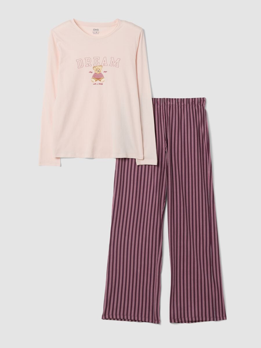 Mauve purple organic cotton crew-neck pyjamas_4