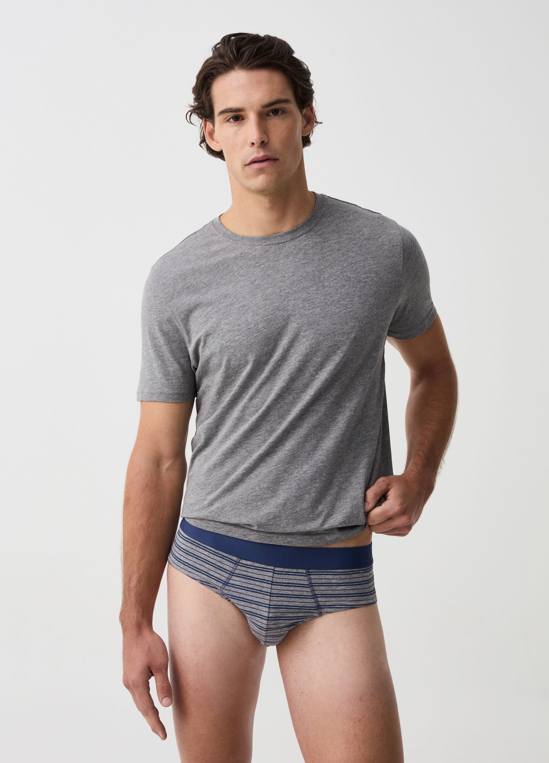 Three-pack patterned briefs in stretch organic cotton