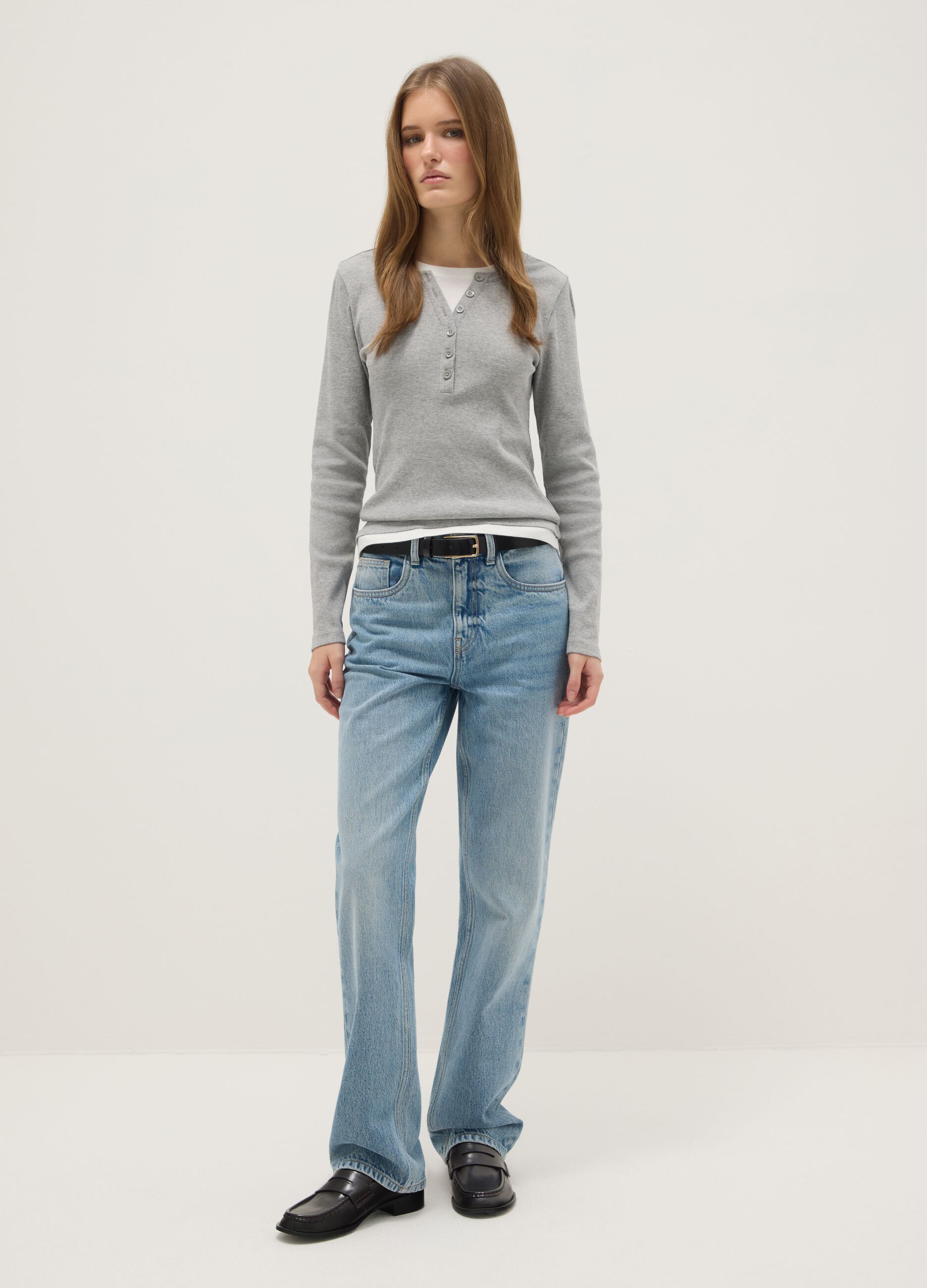 Multicolour long sleeve jumper in pure cotton regular fit