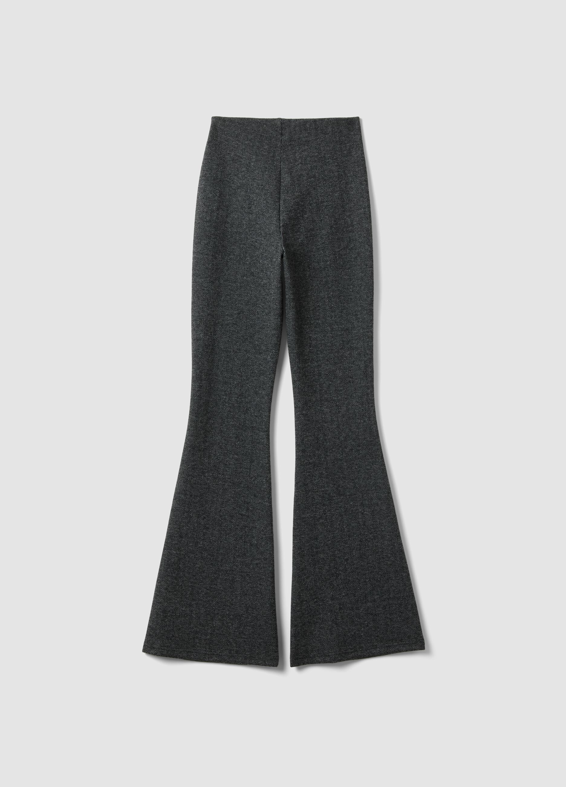 Grey stretch viscose flare trousers