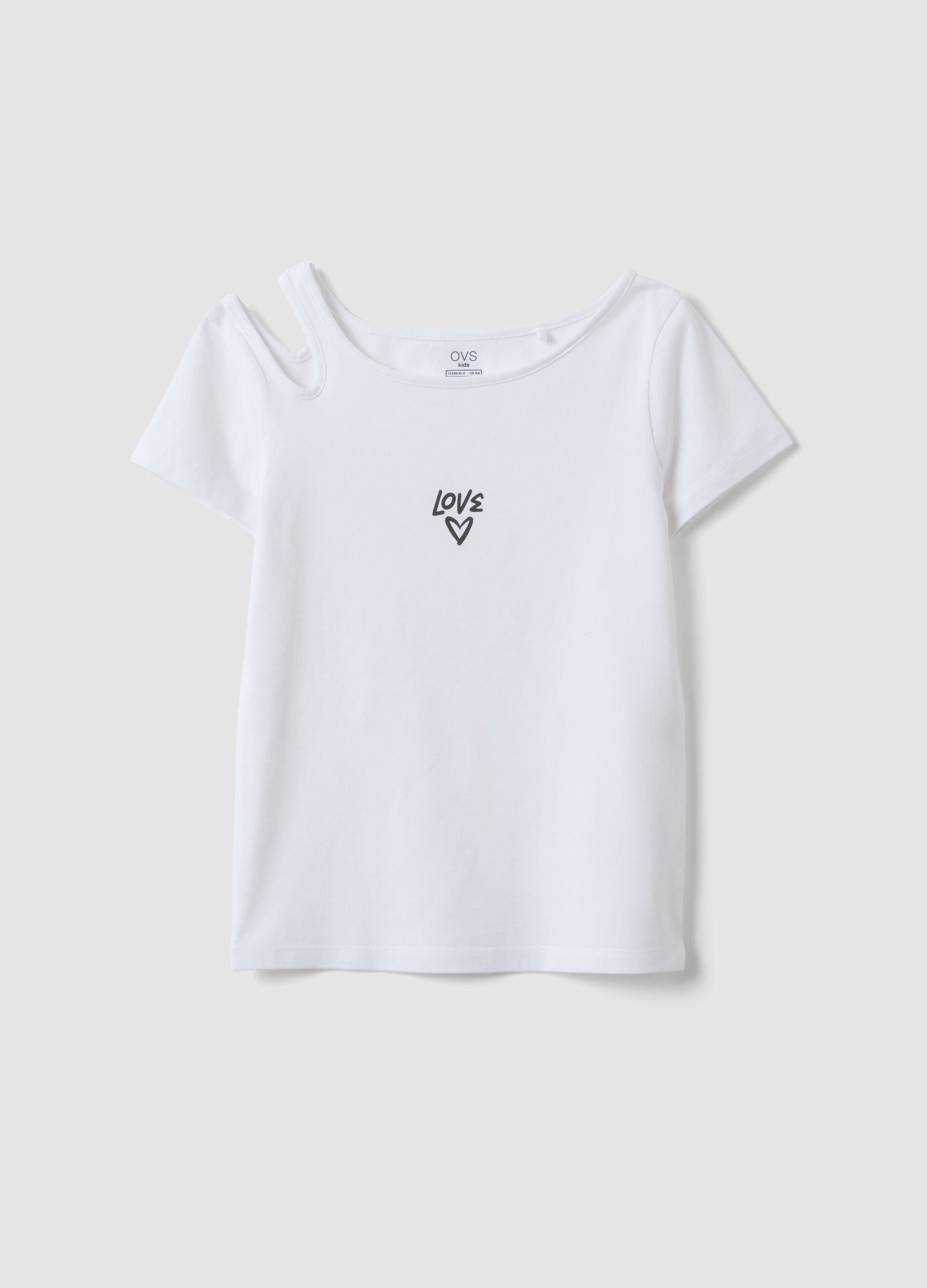 Girls' Slim Fit White Cotton Blend T-shirt