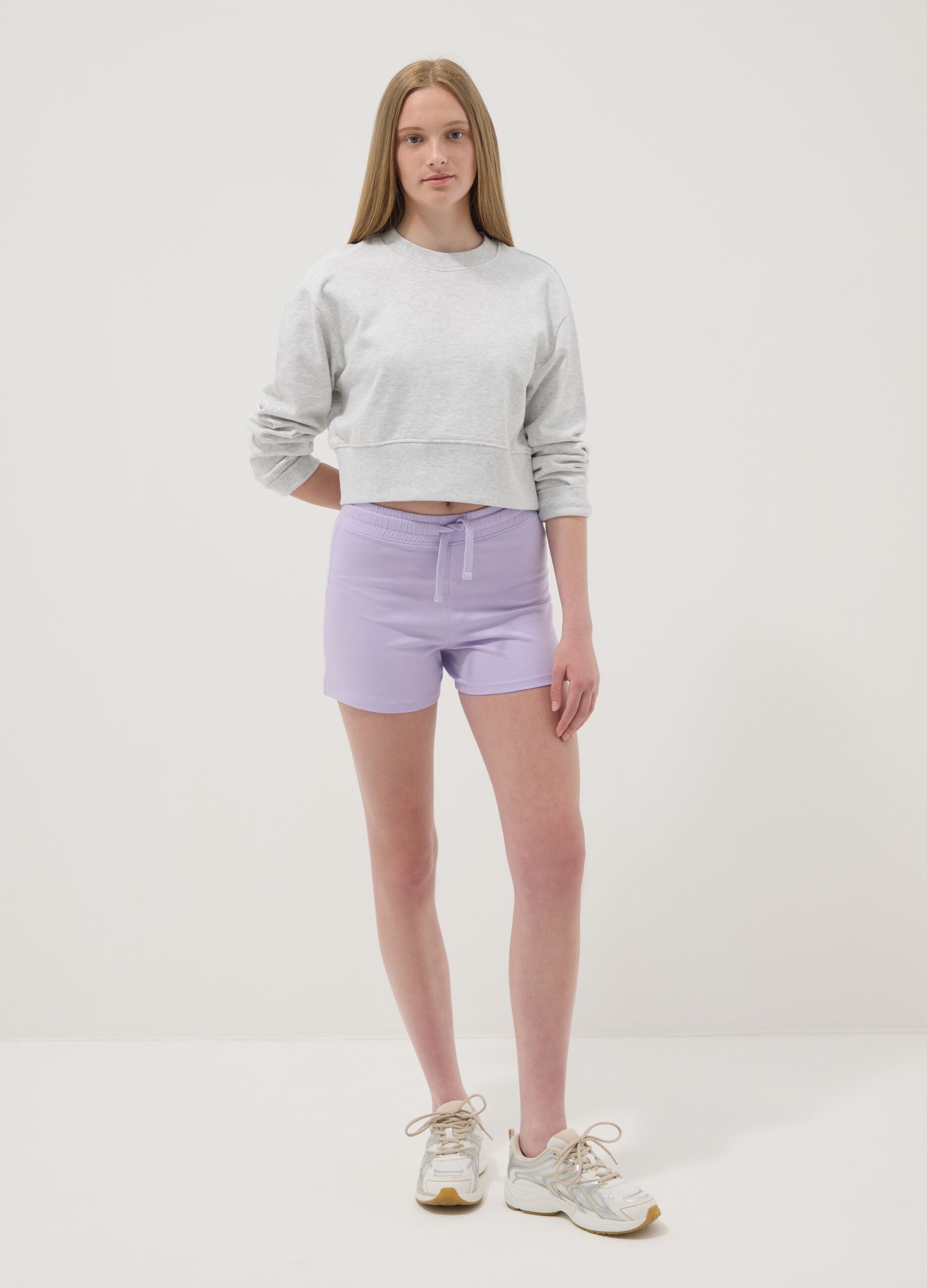 Girls&rsquo; purple pure cotton regular-fit shorts