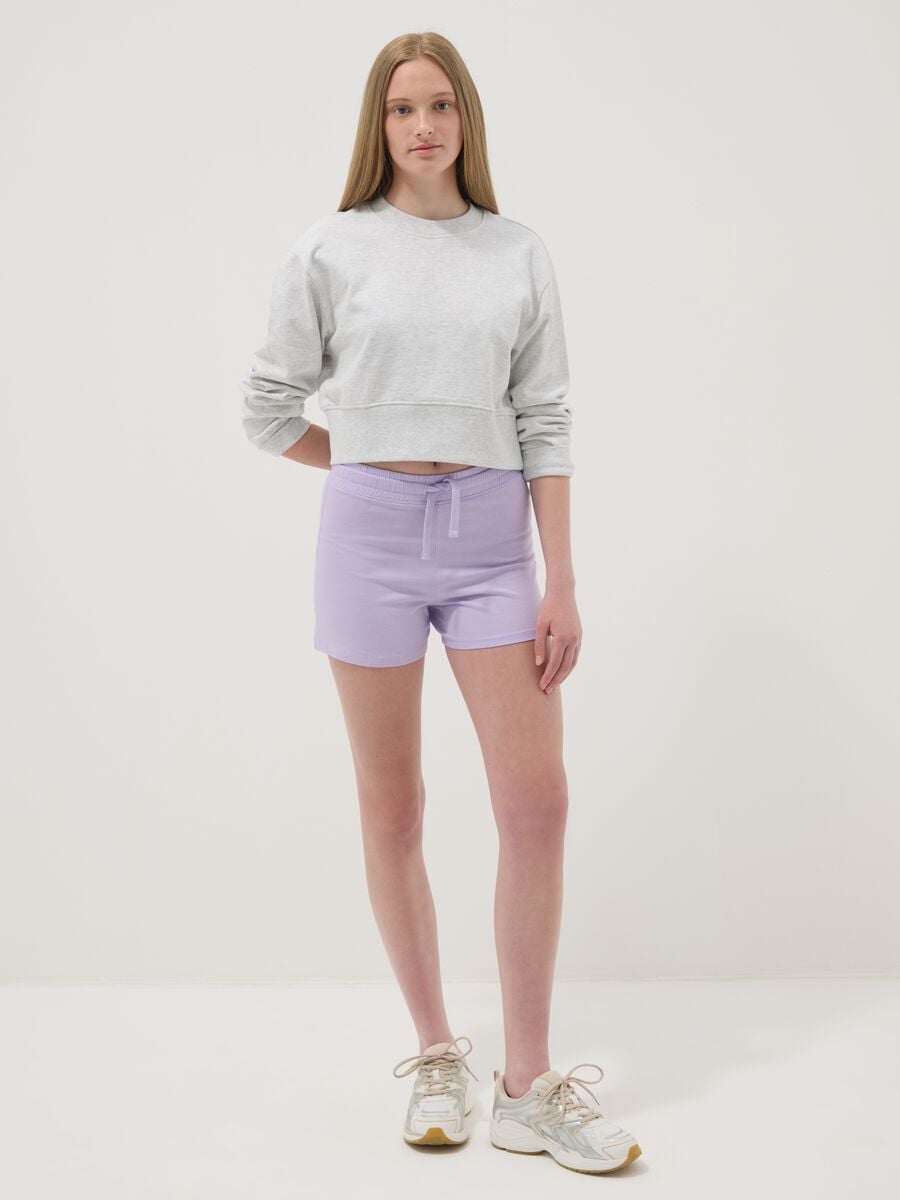 Pantal&oacute;n corto morado de algod&oacute;n puro para ni&ntilde;a, corte regular_0