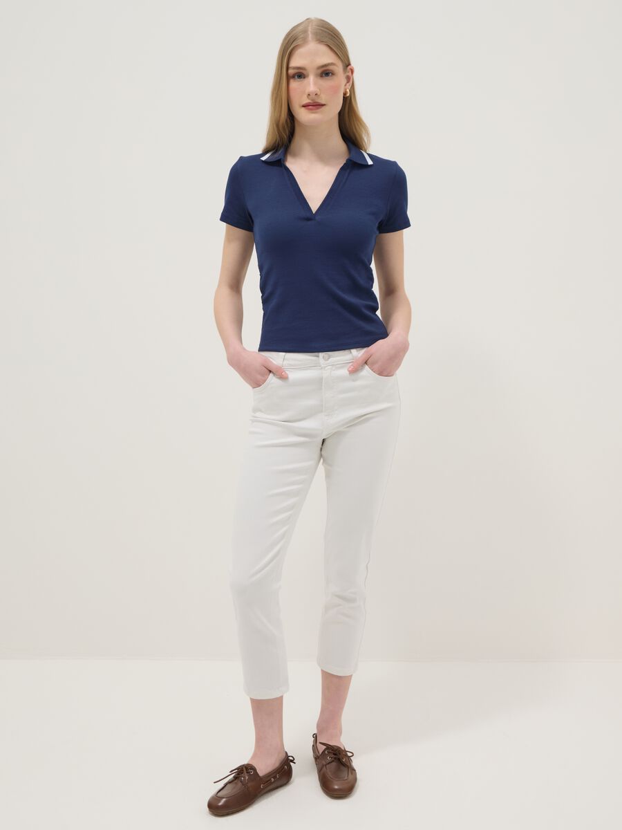 Plava polo majica kratkih rukava od rastezljivog pamuka, regular kroj_1