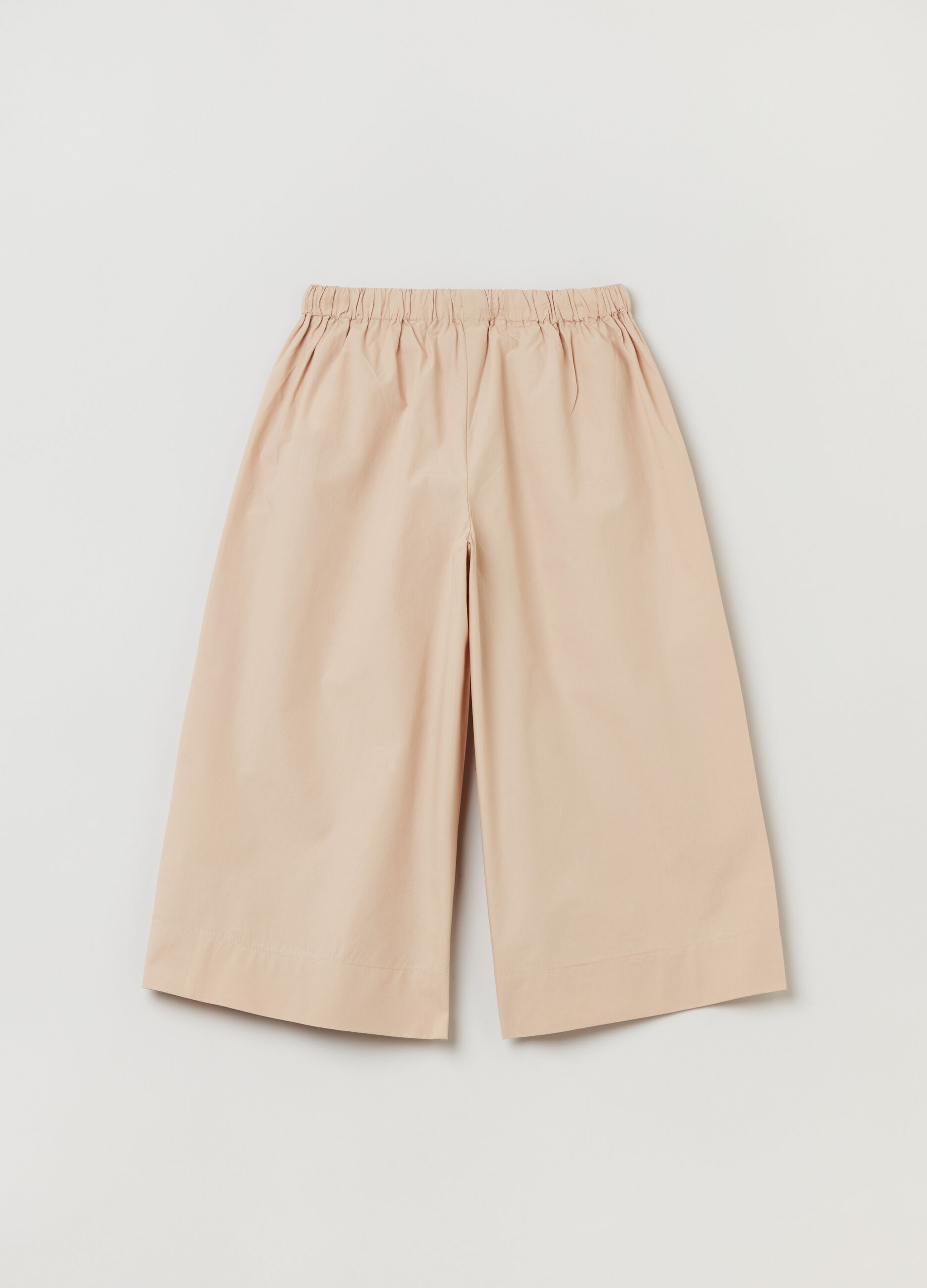 Cotton crop trousers with drawstring