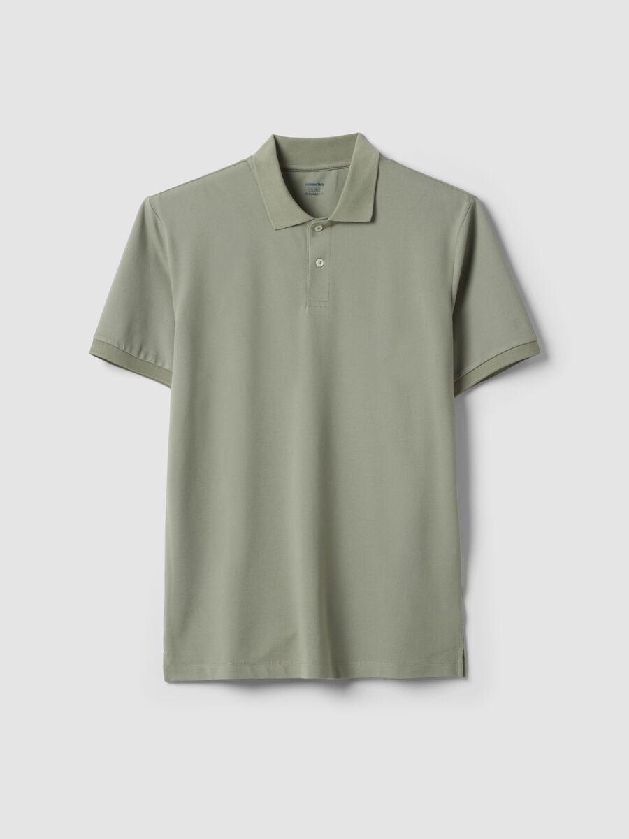 Green stretch cotton blend polo regular fit_4