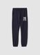 Jogger blu in puro cotone stile college regular fit_0