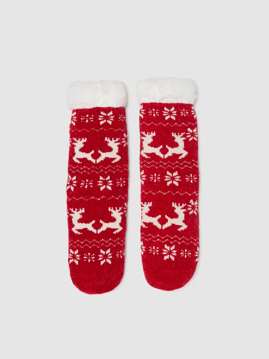Multicolour Christmas socks with reindeer_0