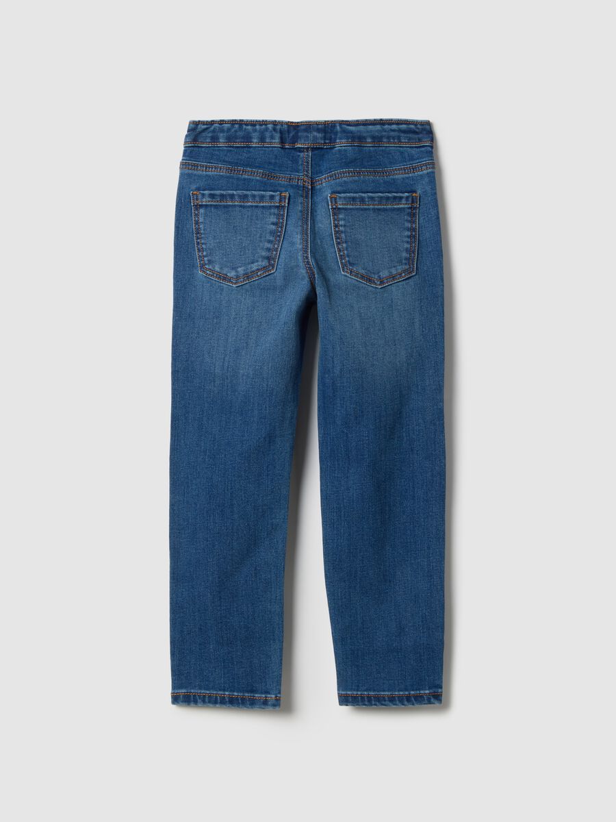 Girls' Blue Cotton Blend Skinny Fit Jeggings_1