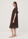 Brown pure linen dress with Mandarin collar, regular fit_1