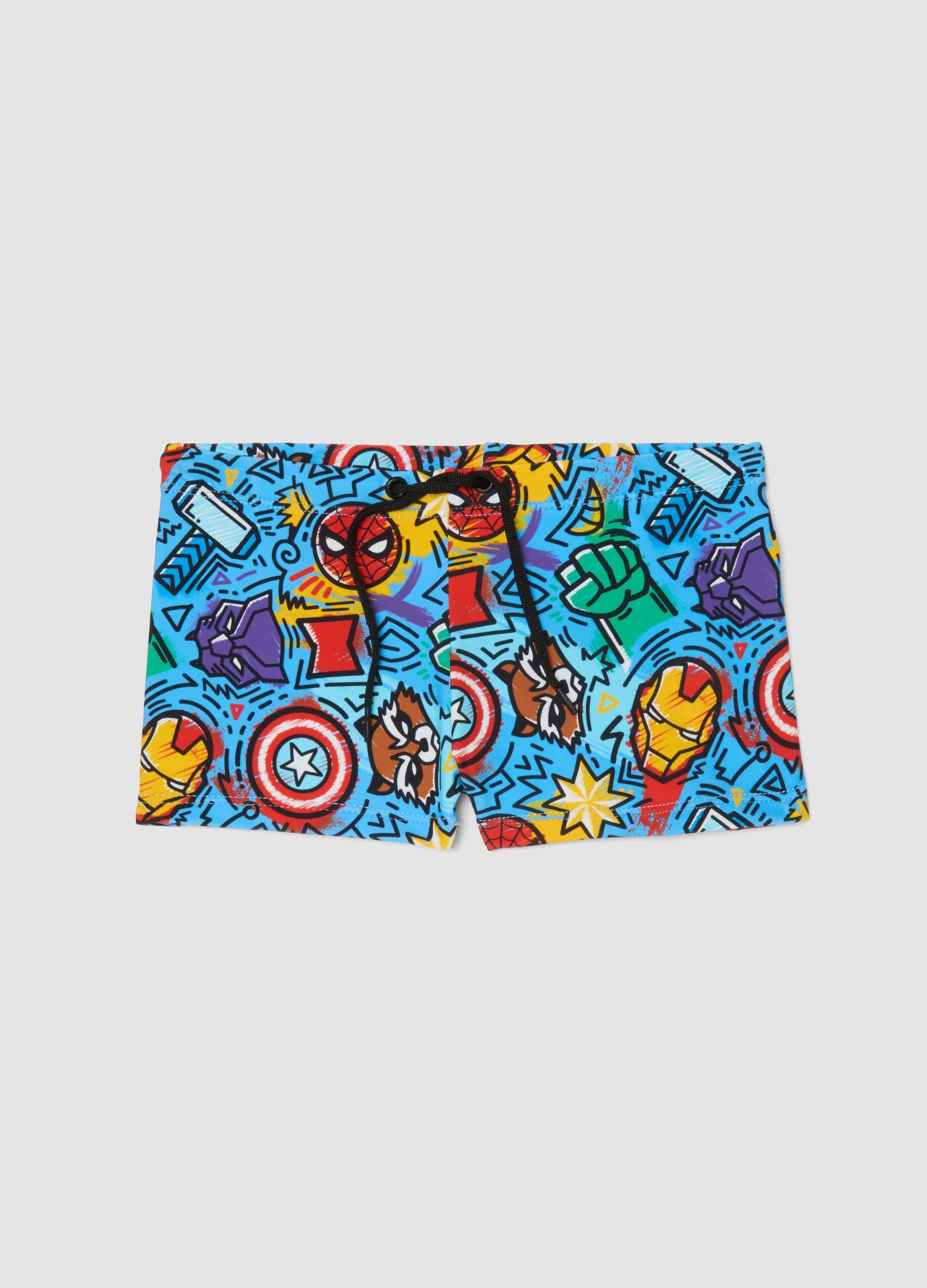 Sky-blue stretch fabric boys&rsquo; swim shorts