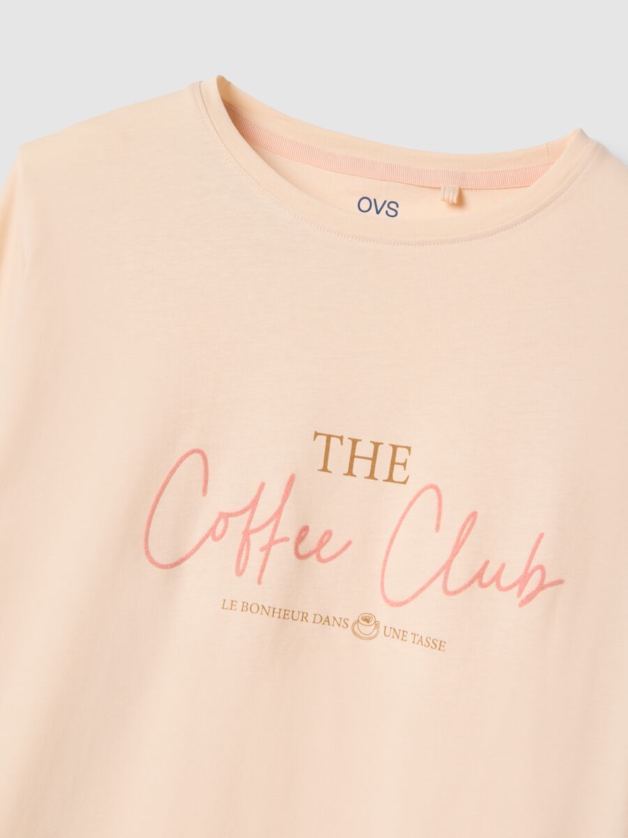 Beige regular fit pure cotton pyjamas with text_1