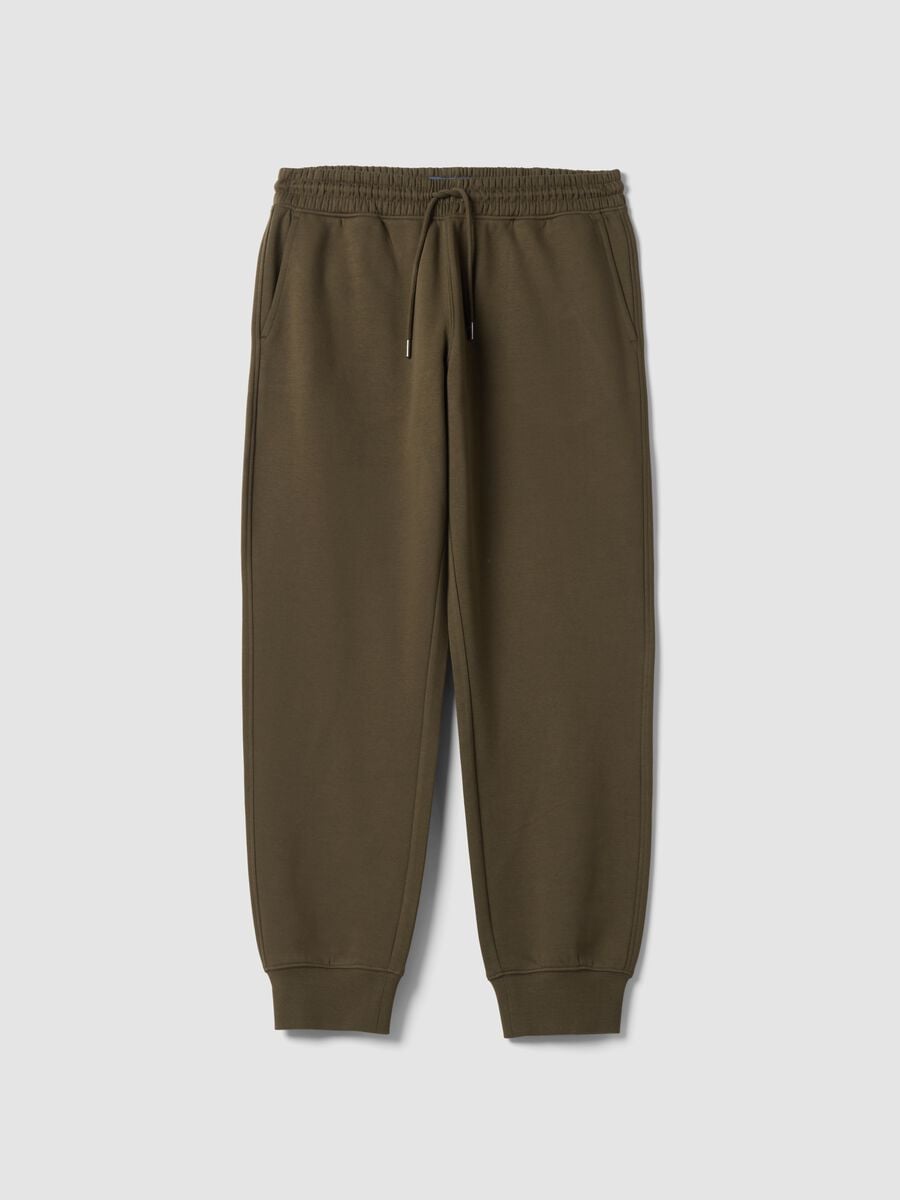 Jogger verdi in misto cotone con fondo a polsino e coulisse_0
