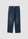 Jeans blu scuro straight fit in puro cotone_0