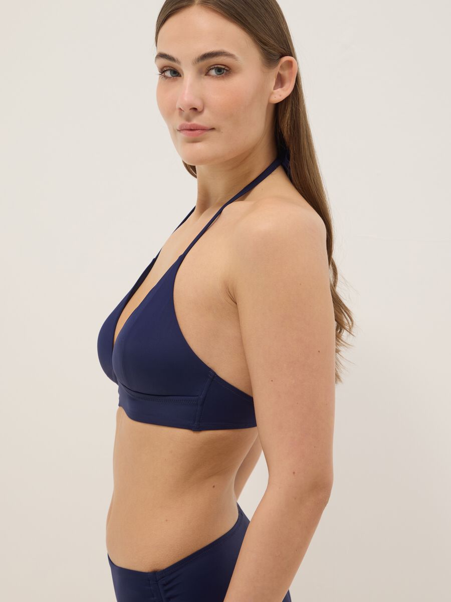 Blue stretch bikini top with adjustable ties_3