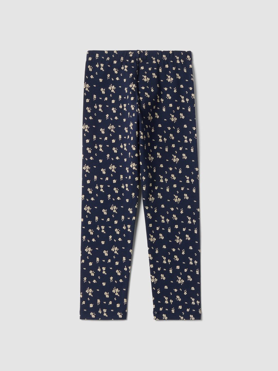 Blue floral stretch organic cotton leggings_1