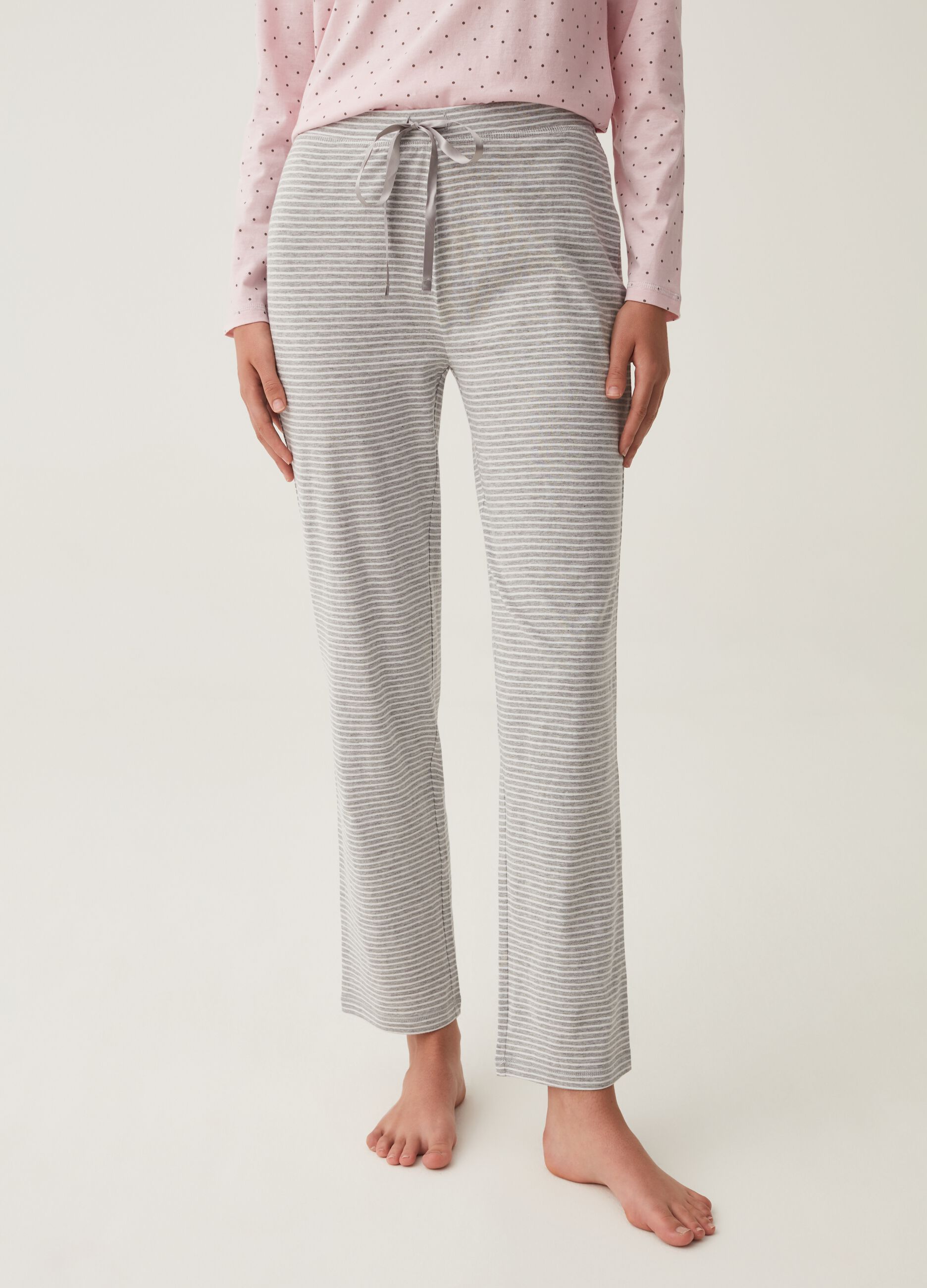 Striped cotton and viscose pyjama bottoms_1