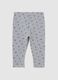 Grey girl's leggings in stretch cotton with heart prints_1