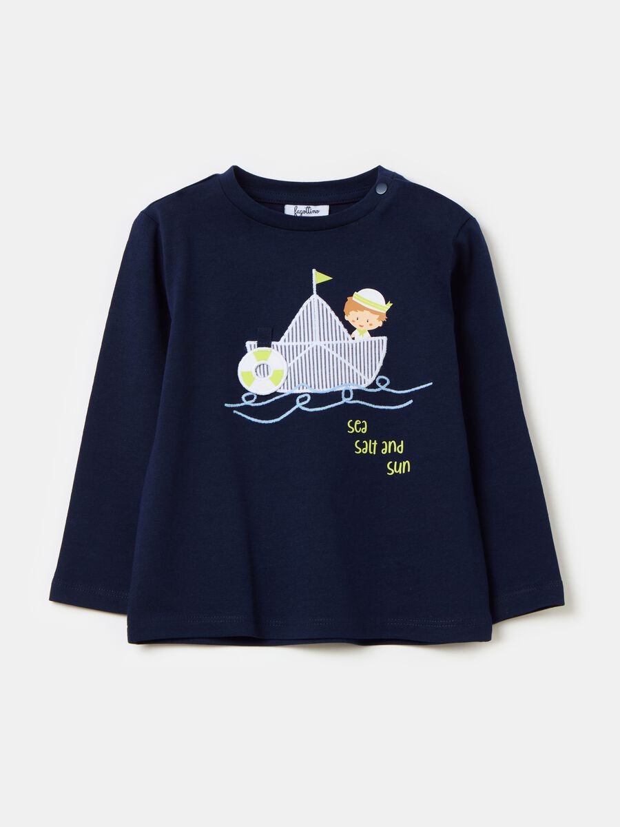 Long-sleeved T-shirt with sail boat_0