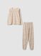 Pigiama beige in cotone organico con stampa animalier per bambina e ragazza_0