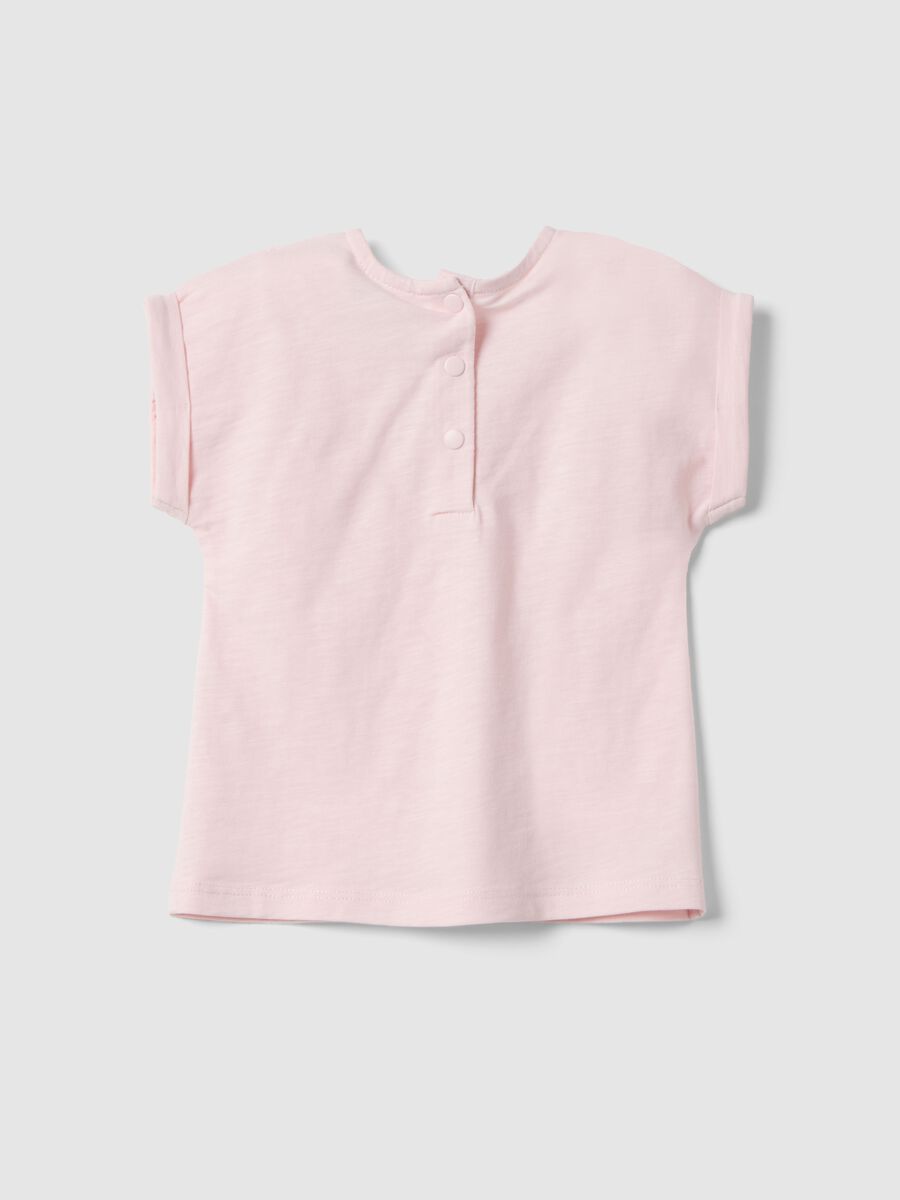 T-shirt in puro cotone rosa da bimba regular fit con ricami_1