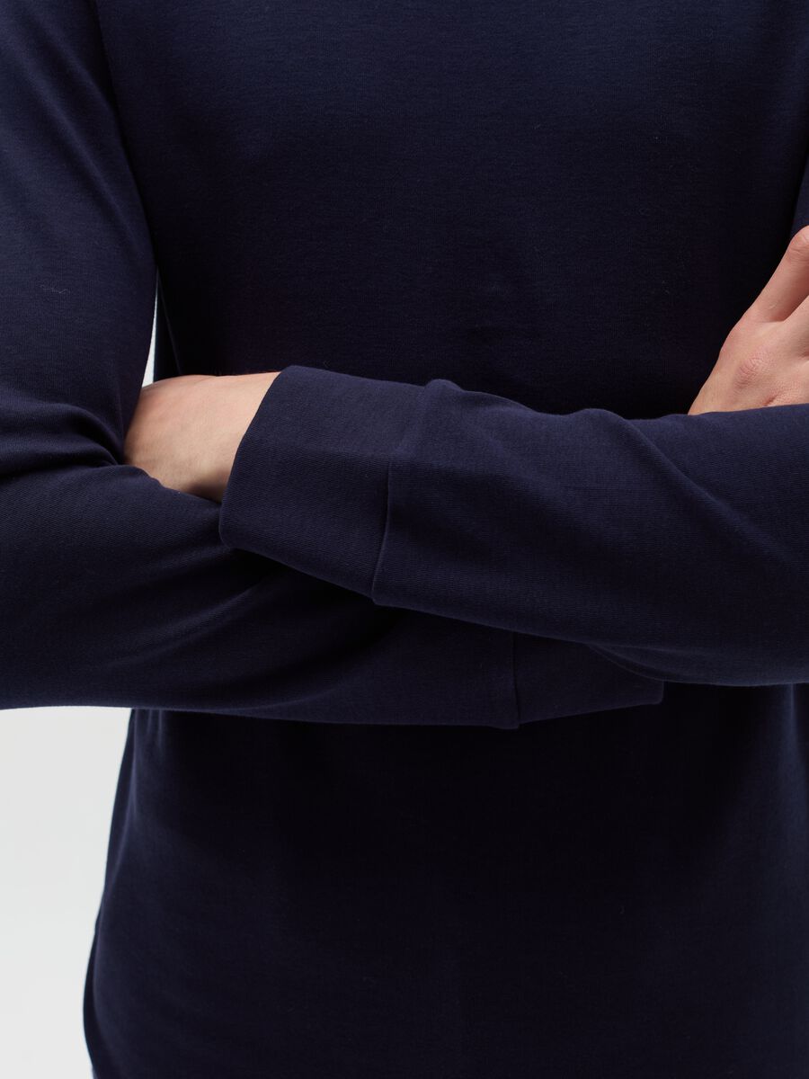 Interlock cotton T-shirt with high neck_2