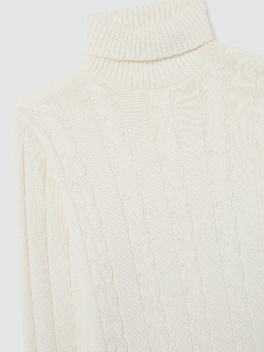 White turtleneck sweater regular fit with jacquard pattern_5