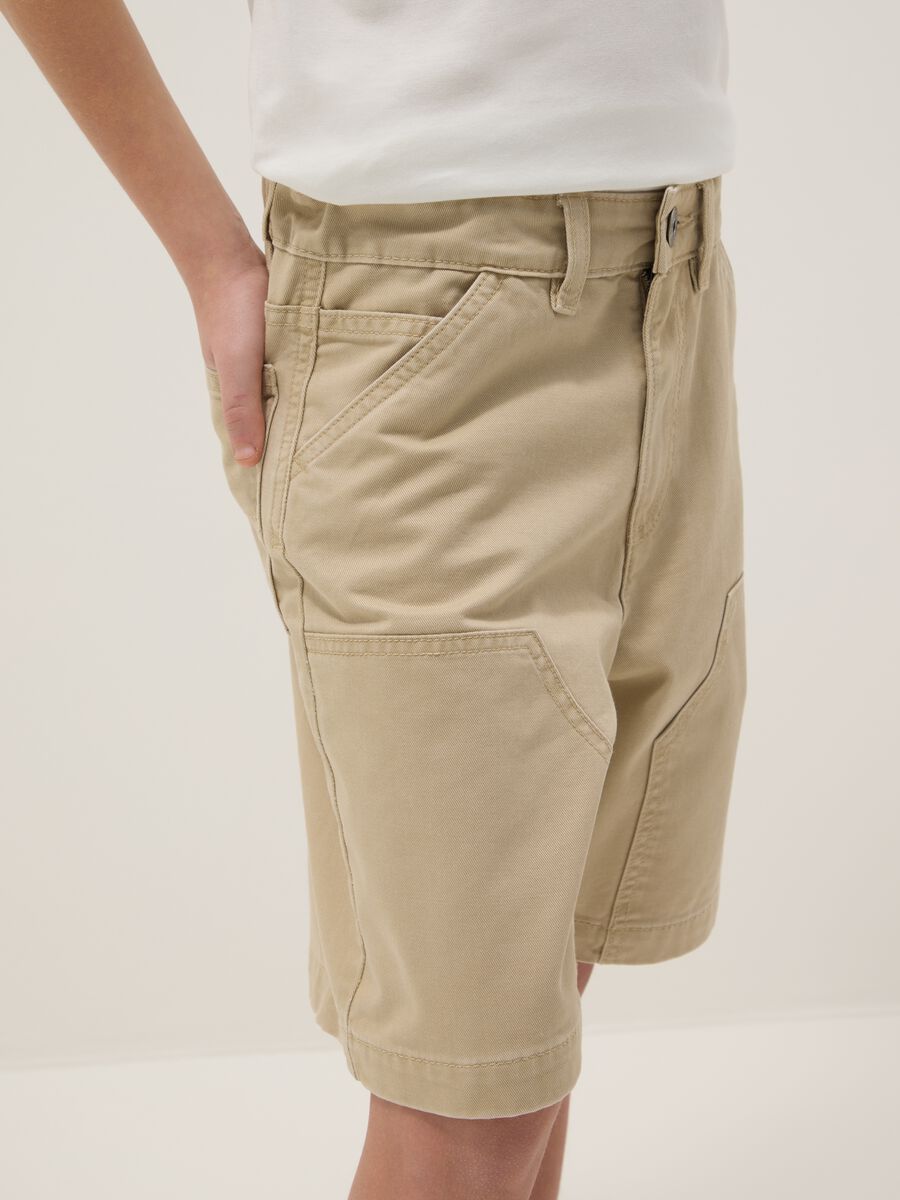 Boys' comfort fit beige pure cotton shorts_2