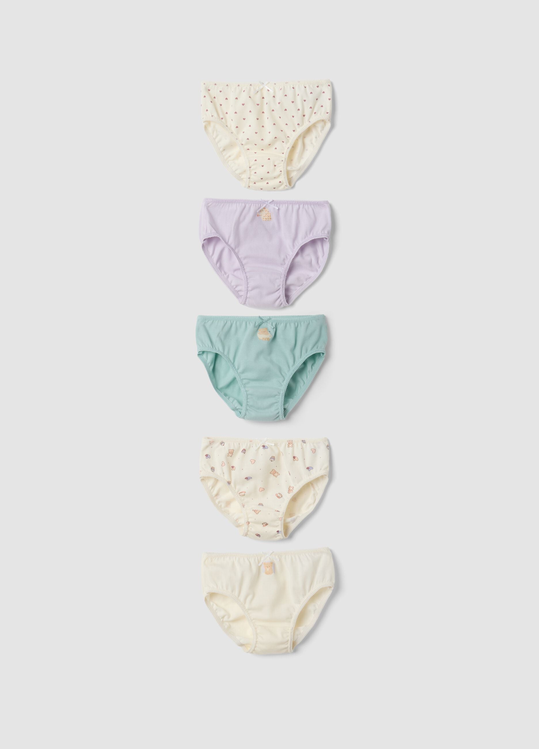 5er-Pack Slips in Multicolor aus reiner Bio-Baumwolle f&uuml;r Baby- und M&auml;dchen