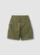 Green stretch cotton cargo shorts_4
