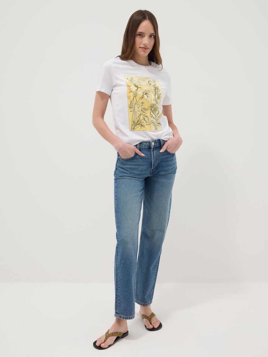 Regular fit white pure cotton t-shirt with print_1
