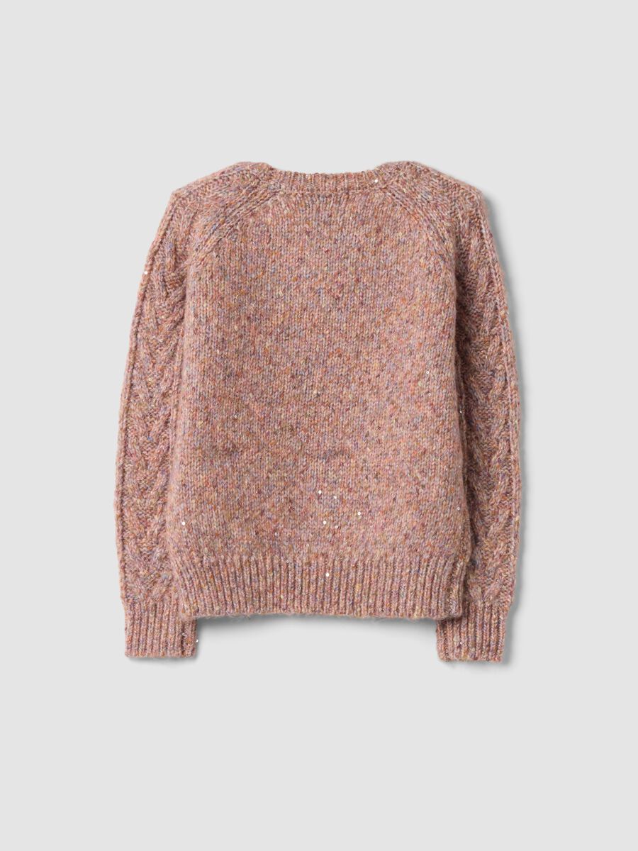 Pink cable-knit wool-blend jumper with crew neck, regular fit_2