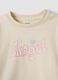 Beige pure organic cotton T-shirt with front print for girls_2