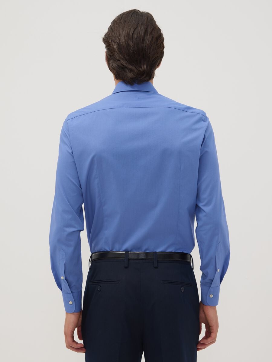 Blue slim-fit shirt with classic collar, easy-iron finish_3