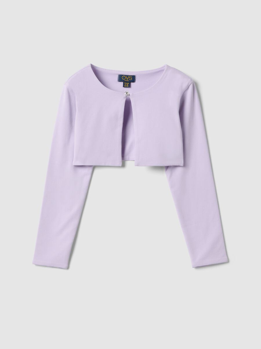 Girls' purple slim fit stretch cotton t-shirt_0