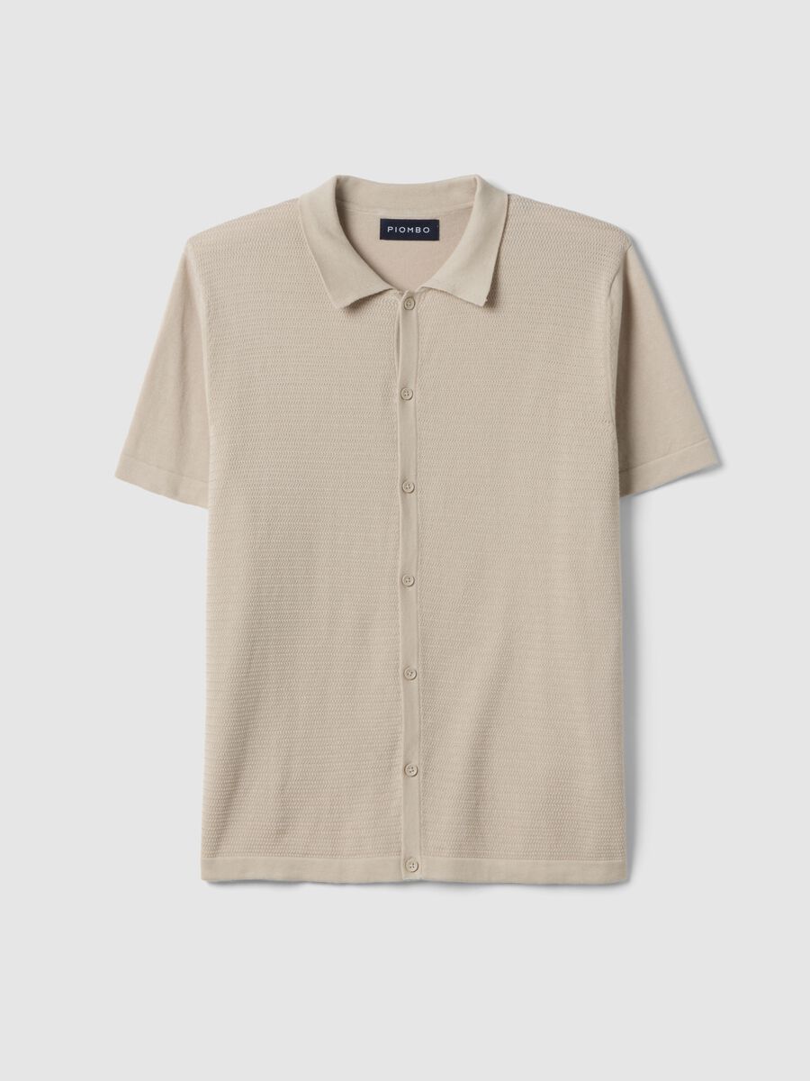 Beige pure cotton regular fit polo with buttons_4