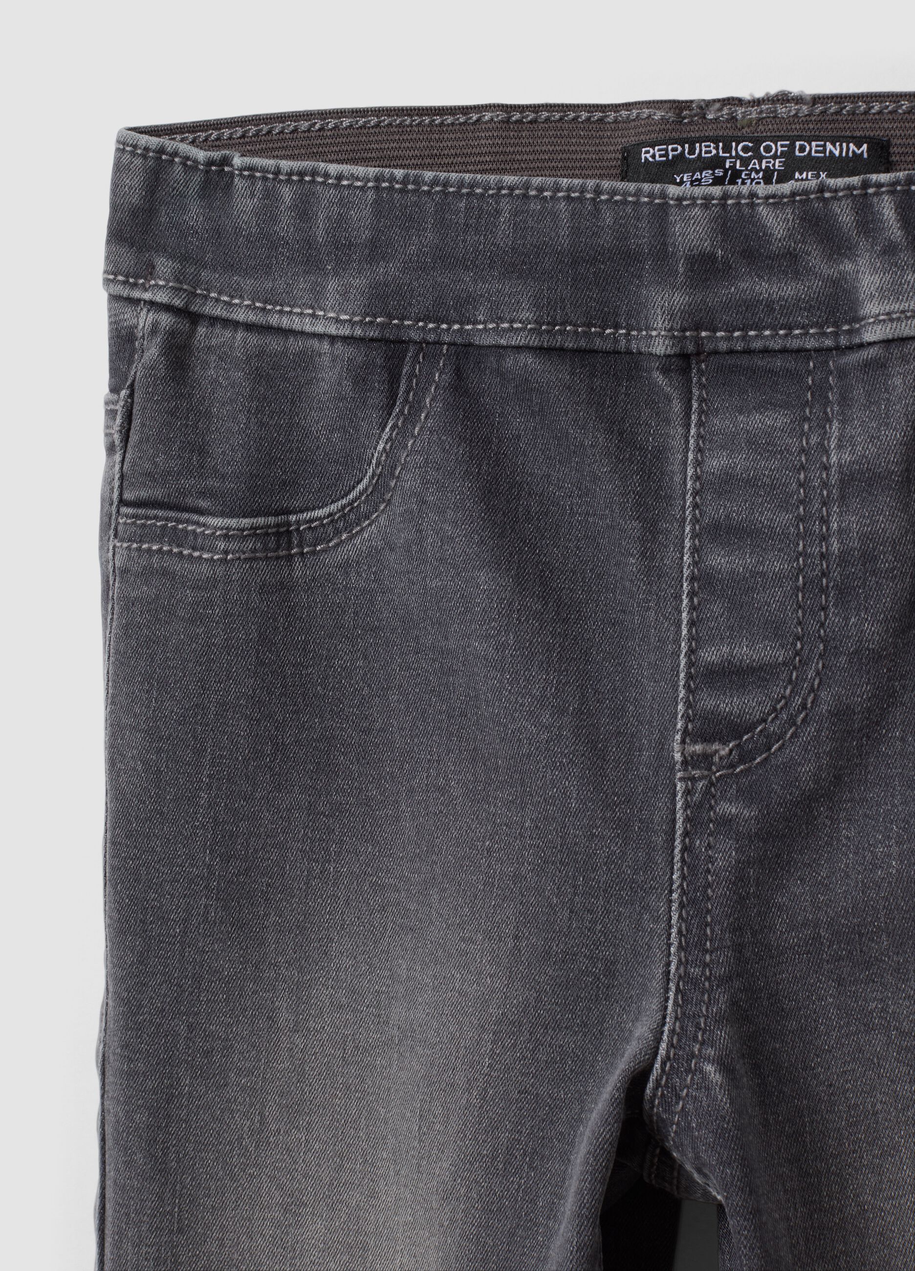 Jeggings grigi flare in cotone e viscosa elasticizzata per bambina