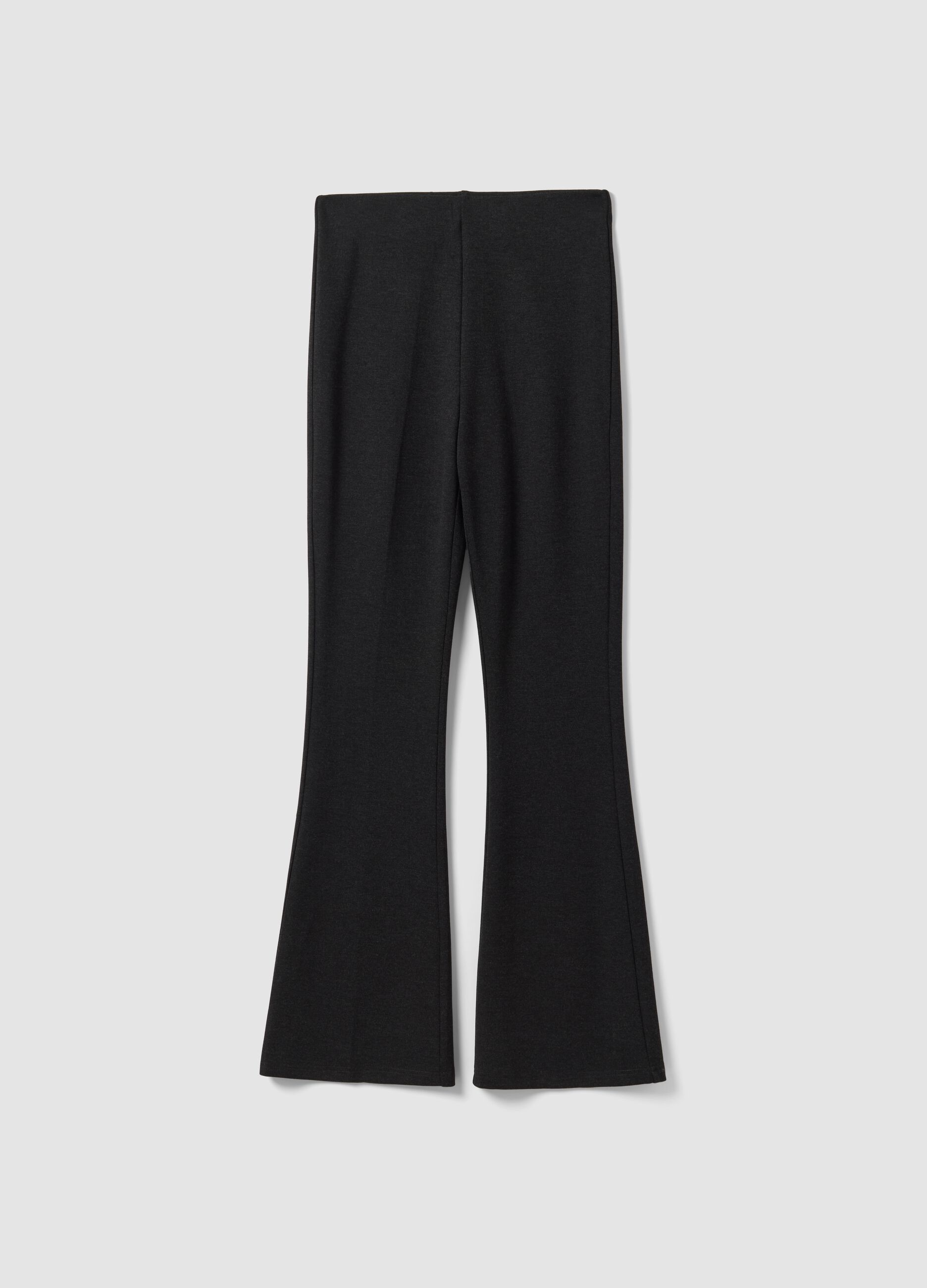 Leggings grigi flare fit in punto Milano di viscosa elasticizzata